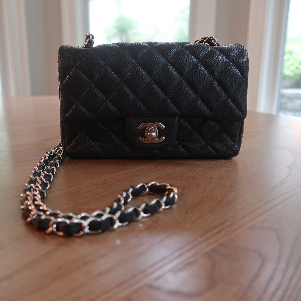 Chanel Caviar Mini Flap Bag Silver Hardware